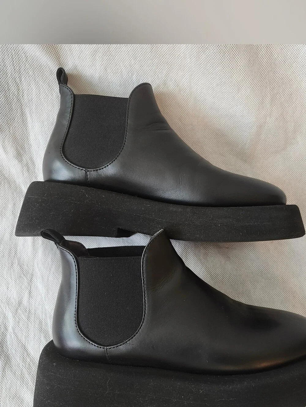 Marsell Unisex The Gommello Leather Ankle Boots In Black Sz 35